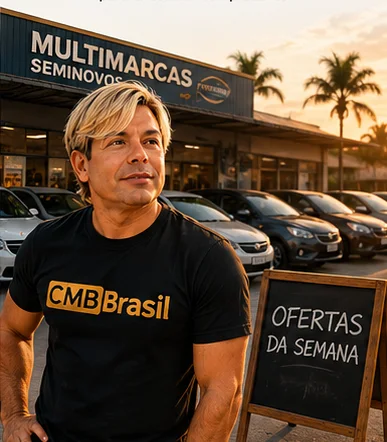 Paulo no início da trajetória em uma loja de veículos